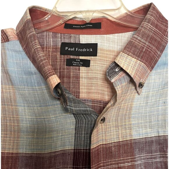 Paul Frederick Linen 2XL Long Sleeve Shirt Classic Fit 100% Linen Multicolor - Picture 3 of 12